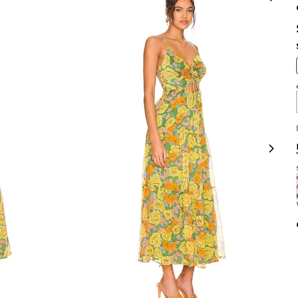 Astr Green & Yellow Floral Midi Dress - Picture 2 of 7